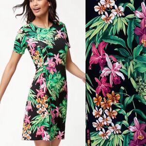 Tommy Bahama Floriana Tambour Shirt Sleeve Knitted Floral Dress (0136) (FL)